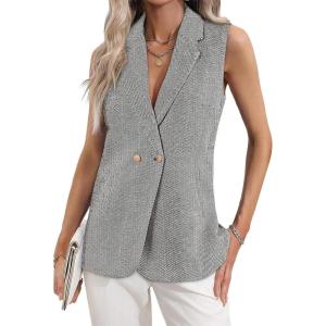 imageHappy Sailed Vest for Women Fall Winter Sleeveless Blazer Cardigans with PocketsGrey