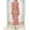 imageHappy Sailed Formal Dress for Women Spring Long Sleeve Wrap V Neck Knit Dress Casual Tie Waist Midi Sweater Dresses for Women 2025 Pink Medium