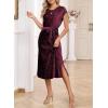 imageHappy Sailed Winter Fall Sleeveless Crewneck Velvet Cocktail Dress Party Midi Dresses with PocketsBurgundy