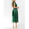 imageHappy Sailed Winter Fall Sleeveless Crewneck Velvet Cocktail Dress Party Midi Dresses with PocketsDark Green