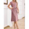 imageHappy Sailed Winter Fall Sleeveless Crewneck Velvet Cocktail Dress Party Midi Dresses with PocketsPink Purple