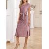 imageHappy Sailed Winter Fall Sleeveless Crewneck Velvet Cocktail Dress Party Midi Dresses with PocketsPink Purple