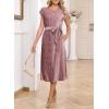 imageHappy Sailed Winter Fall Sleeveless Crewneck Velvet Cocktail Dress Party Midi Dresses with PocketsPink Purple