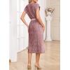 imageHappy Sailed Winter Fall Sleeveless Crewneck Velvet Cocktail Dress Party Midi Dresses with PocketsPink Purple