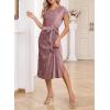 imageHappy Sailed Winter Fall Sleeveless Crewneck Velvet Cocktail Dress Party Midi Dresses with PocketsPink Purple