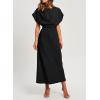 imageHappy Sailed Womens Formal Dress 2025 Trendy Elegant Batwing Sleeve Front Wrap Tie Waist Long Maxi Cocktail Party DressesBlack