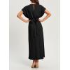 imageHappy Sailed Womens Formal Dress 2025 Trendy Elegant Batwing Sleeve Front Wrap Tie Waist Long Maxi Cocktail Party DressesBlack