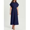 imageHappy Sailed Womens Formal Dress 2025 Trendy Elegant Batwing Sleeve Front Wrap Tie Waist Long Maxi Cocktail Party DressesNavy Blue