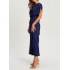 imageHappy Sailed Womens Formal Dress 2025 Trendy Elegant Batwing Sleeve Front Wrap Tie Waist Long Maxi Cocktail Party DressesNavy Blue