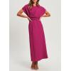 imageHappy Sailed Womens Formal Dress 2025 Trendy Elegant Batwing Sleeve Front Wrap Tie Waist Long Maxi Cocktail Party DressesRose Red