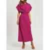 imageHappy Sailed Womens Formal Dress 2025 Trendy Elegant Batwing Sleeve Front Wrap Tie Waist Long Maxi Cocktail Party DressesRose Red