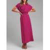 imageHappy Sailed Womens Formal Dress 2025 Trendy Elegant Batwing Sleeve Front Wrap Tie Waist Long Maxi Cocktail Party DressesRose Red
