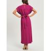 imageHappy Sailed Womens Formal Dress 2025 Trendy Elegant Batwing Sleeve Front Wrap Tie Waist Long Maxi Cocktail Party DressesRose Red