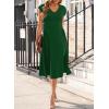 imageHappy Sailed Womens Pleated Midi Dress Summer V Neck Cap Sleeve Slim Fit ALine Cocktail Party DressesBlackish Green