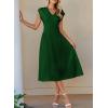 imageHappy Sailed Womens Pleated Midi Dress Summer V Neck Cap Sleeve Slim Fit ALine Cocktail Party DressesBlackish Green