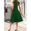 imageHappy Sailed Womens Pleated Midi Dress Summer V Neck Cap Sleeve Slim Fit ALine Cocktail Party DressesBlackish Green