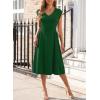 imageHappy Sailed Womens Pleated Midi Dress Summer V Neck Cap Sleeve Slim Fit ALine Cocktail Party DressesBlackish Green