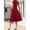imageHappy Sailed Womens Pleated Midi Dress Summer V Neck Cap Sleeve Slim Fit ALine Cocktail Party DressesBurgundy