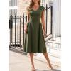 imageHappy Sailed Womens Pleated Midi Dress Summer V Neck Cap Sleeve Slim Fit ALine Cocktail Party DressesJungle Green