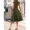 imageHappy Sailed Womens Pleated Midi Dress Summer V Neck Cap Sleeve Slim Fit ALine Cocktail Party DressesJungle Green