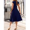 imageHappy Sailed Womens Pleated Midi Dress Summer V Neck Cap Sleeve Slim Fit ALine Cocktail Party DressesNavy Blue