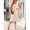 imageHappy Sailed Womens Pleated Midi Dress Summer V Neck Cap Sleeve Slim Fit ALine Cocktail Party DressesOatmeal