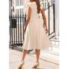 imageHappy Sailed Womens Pleated Midi Dress Summer V Neck Cap Sleeve Slim Fit ALine Cocktail Party DressesOatmeal
