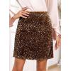 imageHappy Sailed Womens Sequin Skirt Sparkly Stretchy Velvet High Waisted Bodycon Mini Skorts Night Out Glitter SkirtsBrown