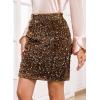 imageHappy Sailed Womens Sequin Skirt Sparkly Stretchy Velvet High Waisted Bodycon Mini Skorts Night Out Glitter SkirtsBrown