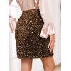 imageHappy Sailed Womens Sequin Skirt Sparkly Stretchy Velvet High Waisted Bodycon Mini Skorts Night Out Glitter SkirtsBrown