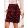 imageHappy Sailed Womens Sequin Skirt Sparkly Stretchy Velvet High Waisted Bodycon Mini Skorts Night Out Glitter SkirtsBurgundy Red
