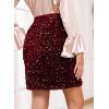 imageHappy Sailed Womens Sequin Skirt Sparkly Stretchy Velvet High Waisted Bodycon Mini Skorts Night Out Glitter SkirtsBurgundy Red