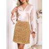 imageHappy Sailed Womens Sequin Skirt Sparkly Stretchy Velvet High Waisted Bodycon Mini Skorts Night Out Glitter SkirtsDark Champagne