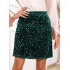 imageHappy Sailed Womens Sequin Skirt Sparkly Stretchy Velvet High Waisted Bodycon Mini Skorts Night Out Glitter SkirtsGreen