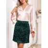 imageHappy Sailed Womens Sequin Skirt Sparkly Stretchy Velvet High Waisted Bodycon Mini Skorts Night Out Glitter SkirtsGreen