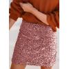 imageHappy Sailed Womens Sequin Skirt Sparkly Stretchy Velvet High Waisted Bodycon Mini Skorts Night Out Glitter SkirtsPink