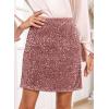 imageHappy Sailed Womens Sequin Skirt Sparkly Stretchy Velvet High Waisted Bodycon Mini Skorts Night Out Glitter SkirtsPink