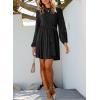 imageHappy Sailed Womens Velvet Dress Fall Fashion Lantern Sleeve High Waist ALine Skater Cocktail Party Dresses with BeltBlack