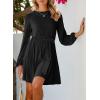 imageHappy Sailed Womens Velvet Dress Fall Fashion Lantern Sleeve High Waist ALine Skater Cocktail Party Dresses with BeltBlack