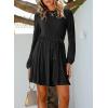imageHappy Sailed Womens Velvet Dress Fall Fashion Lantern Sleeve High Waist ALine Skater Cocktail Party Dresses with BeltBlack