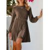 imageHappy Sailed Womens Velvet Dress Fall Fashion Lantern Sleeve High Waist ALine Skater Cocktail Party Dresses with BeltBrown