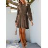 imageHappy Sailed Womens Velvet Dress Fall Fashion Lantern Sleeve High Waist ALine Skater Cocktail Party Dresses with BeltBrown
