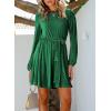 imageHappy Sailed Womens Velvet Dress Fall Fashion Lantern Sleeve High Waist ALine Skater Cocktail Party Dresses with BeltGreen