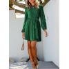 imageHappy Sailed Womens Velvet Dress Fall Fashion Lantern Sleeve High Waist ALine Skater Cocktail Party Dresses with BeltGreen