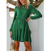 imageHappy Sailed Womens Velvet Dress Fall Fashion Lantern Sleeve High Waist ALine Skater Cocktail Party Dresses with BeltGreen