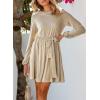 imageHappy Sailed Womens Velvet Dress Fall Fashion Lantern Sleeve High Waist ALine Skater Cocktail Party Dresses with BeltIvory Color