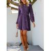 imageHappy Sailed Womens Velvet Dress Fall Fashion Lantern Sleeve High Waist ALine Skater Cocktail Party Dresses with BeltPurple