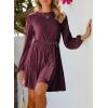 imageHappy Sailed Womens Velvet Dress Fall Fashion Lantern Sleeve High Waist ALine Skater Cocktail Party Dresses with BeltRed