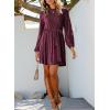 imageHappy Sailed Womens Velvet Dress Fall Fashion Lantern Sleeve High Waist ALine Skater Cocktail Party Dresses with BeltRed