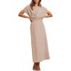 imageHappy Sailed Womens Formal Dress 2025 Trendy Elegant Batwing Sleeve Front Wrap Tie Waist Long Maxi Cocktail Party DressesOatmeal